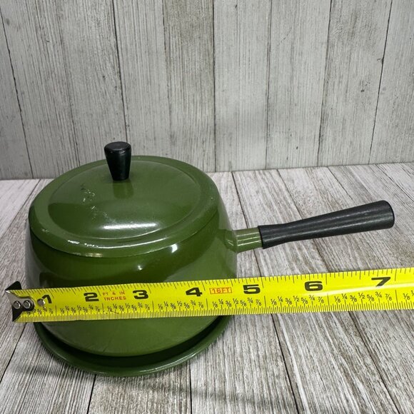 Vtg Green Pot Metal Retro 70's Style MCM Lid Plate Handle 4.5" DIA 3" Tall - Picture 5 of 9